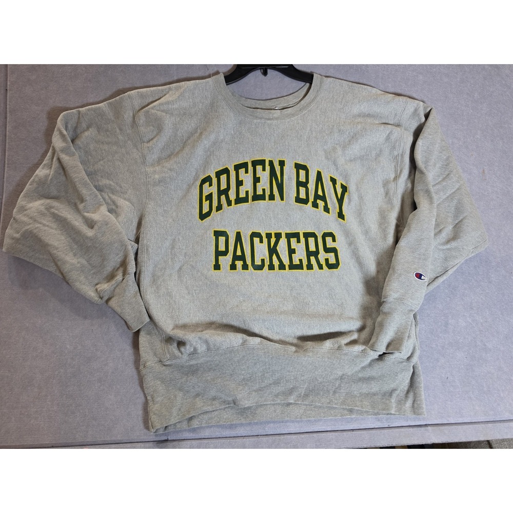Mens XL Green Bay Packers Champion Sweatshirt Gray Pullover NFL Football